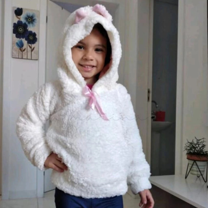 Casaco Infantil de Inverno Peluciado com Design de Carneiro
