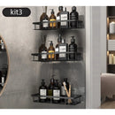 Kit 3 Suportes Organizadores de Shampoo – Prateleira de Banheiro Sem Furo em Alumínio Space Premium