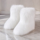 Bota Feminina Pele De Raposa Peluda Inverno 2