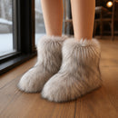 Bota Feminina Pele De Raposa Peluda Inverno 8