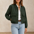 Jaqueta Bomber Feminina Decote V Verde Escuro