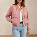 Jaqueta Bomber Feminina Decote V Rosa